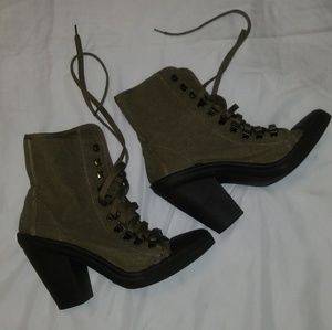 Army green high heel boots